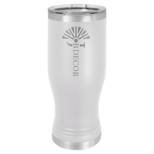 White 20 oz. Polar Camel Pilsner w/Clear Lid