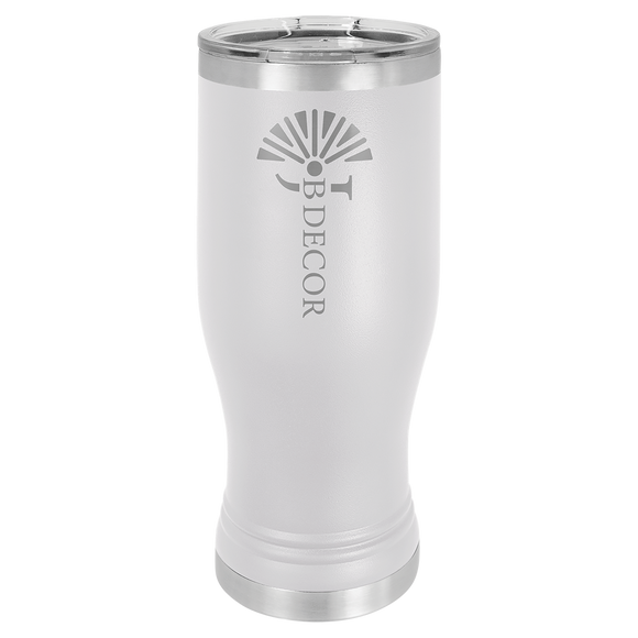 White 20 oz. Polar Camel Pilsner w/Clear Lid
