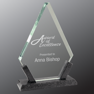 8 1/4" Diamond Glass with Black Marble Base