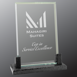 8" Rectangle Glass with Black Marble Base