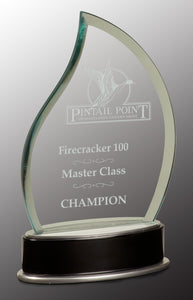 8 3/4" Jade Flame Metro Glass with Silver and Black Piano Finish Base