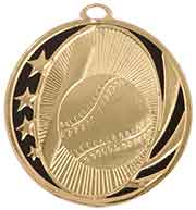 2" Bright Gold Baseball/Softball Laserable MidNite Star Medal