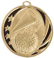 2" Bright Gold Cheer Laserable MidNite Star Medal