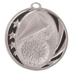 2" Bright Silver Cheer Laserable MidNite Star Medal
