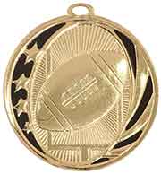 2" Bright Gold Football Laserable MidNite Star Medal