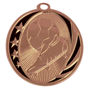 2" Bright Bronze Soccer Laserable MidNite Star Medal