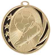 2" Bright Gold Soccer Laserable MidNite Star Medal