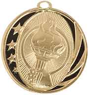 2" Bright Gold Torch Laserable MidNite Star Medal