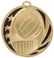 2" Bright Gold Volleyball Laserable MidNite Star Medal