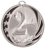 2" Bright Silver 2nd Place Laserable MidNite Star Medal