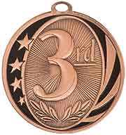 2" Bright Bronze 3rd Place Laserable MidNite Star Medal