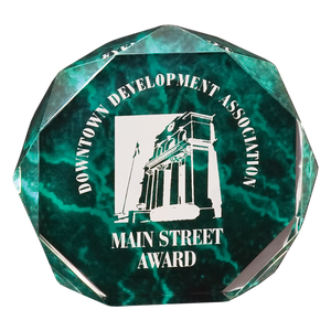 5" Green Marble Octagon Acrylic Award