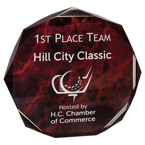 6" Red Marble Octagon Acrylic Award