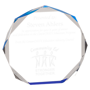 7" Blue Octagon Acrylic Award