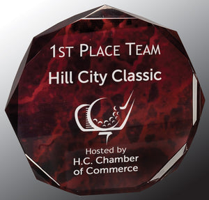 7" Red Marble Octagon Acrylic Award