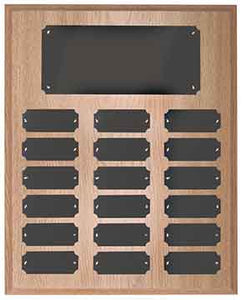 18 Plate Oak Finish Completed Perpetual Plaque