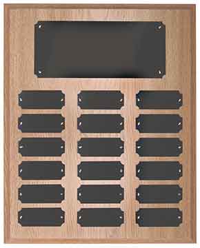 18 Plate Oak Finish Completed Perpetual Plaque