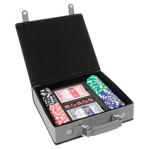 Gray/Black Laserable Leatherette 100 Chip Poker Set