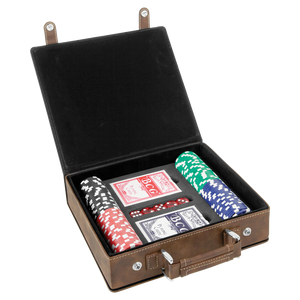 Rustic/Gold Laserable Leatherette 100 Chip Poker Set