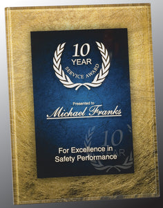 8 3/4" x 11 3/4" Gold/Blue Acrylic Art Plaque with Easel/Hanger