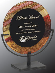 13 3/4" Autumn Harvest Round Acrylic Art Plaque with Iron Stand