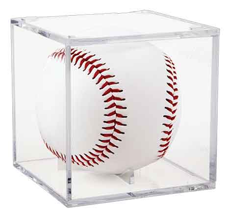 Clear Baseball BallQube Display Case with Grandstand Holder