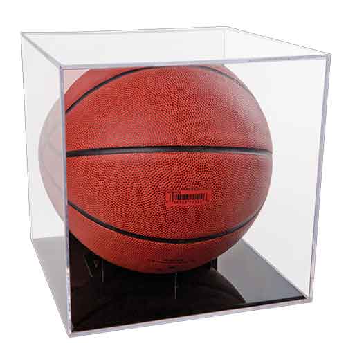 Clear Basketball/Soccer BallQube Display Case with Grandstand Holder