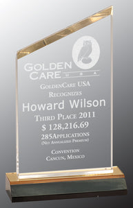 5" x 10" Gold Reflection Beveled Peak Acrylic with 6" Gold Mirror Base