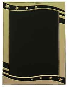 5 7/8" x 7 7/8" Black/Gold Stars Hi-Relief Plaque Plate