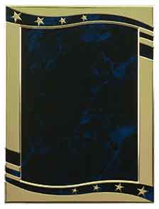 5 7/8" x 7 7/8" Blue Marble/Gold Stars Hi-Relief Plaque Plate