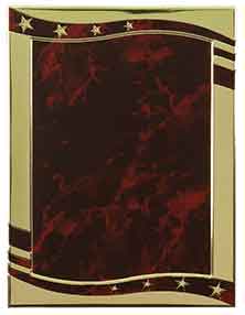 5 7/8" x 7 7/8" Red Marble/Gold Stars Hi-Relief Plaque Plate