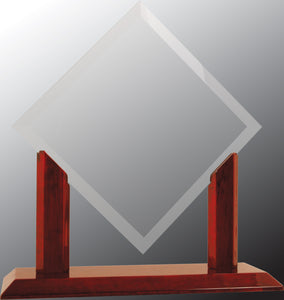 12 3/4" Royal Diamond Clear Glass with Rosewood Piano Finish Base