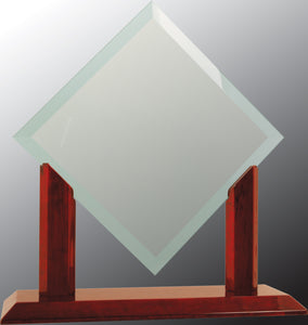 12 3/4" Royal Diamond Jade Glass with Rosewood Piano Finish Base