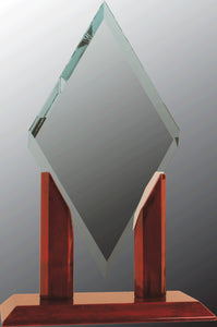 13 1/4" Mayfair Diamond Jade Glass with Rosewood Piano Finish Base
