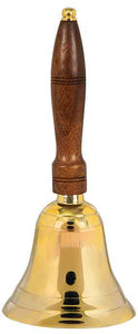 10 1/2" Brass School Bell with Wooden Handle