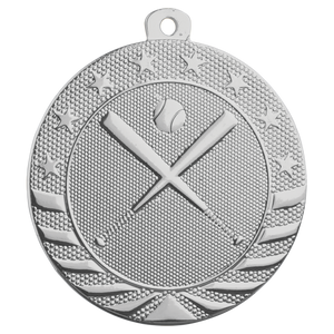 2" Bright Silver Baseball/Softball Starbrite Medal