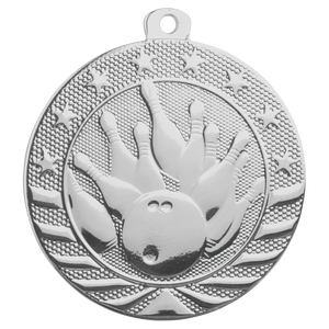 2" Bright Silver Bowling Starbrite Medal