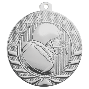 2" Bright Silver Football Starbrite Medal
