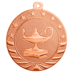 2" Bright Bronze Lamp of Knowledge Starbrite Medal