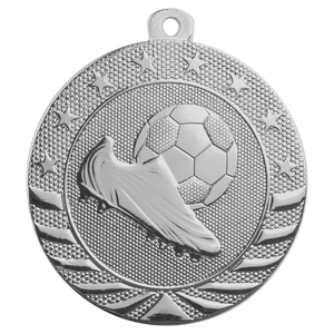 2" Bright Silver Soccer Starbrite Medal