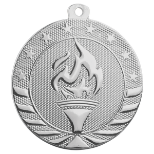 2" Bright Silver Torch Starbrite Medal