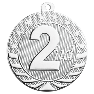 2" Bright Silver 2nd Place Starbrite Medal