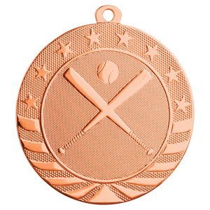 2 3/4" Bright Bronze Baseball/Softball Starbrite Medal