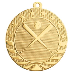2 3/4" Bright Gold Baseball/Softball Starbrite Medal