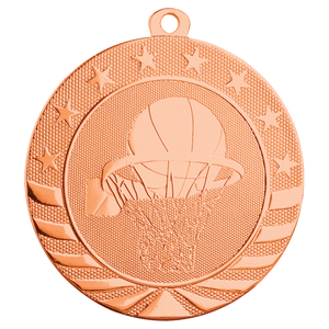 2 3/4" Bright Bronze Basketball Starbrite Medal