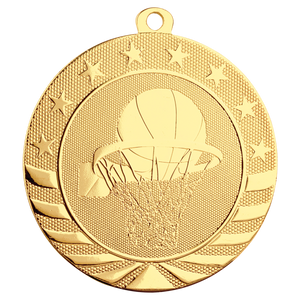 2 3/4" Bright Gold Basketball Starbrite Medal