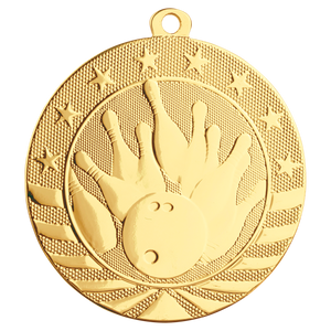 2 3/4" Bright Gold Bowling Starbrite Medal