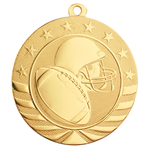 2 3/4" Bright Gold Football Starbrite Medal