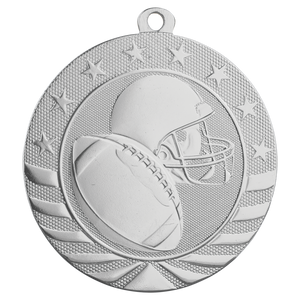 2 3/4" Bright Silver Football Starbrite Medal
