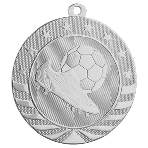 2 3/4" Bright Silver Soccer Starbrite Medal